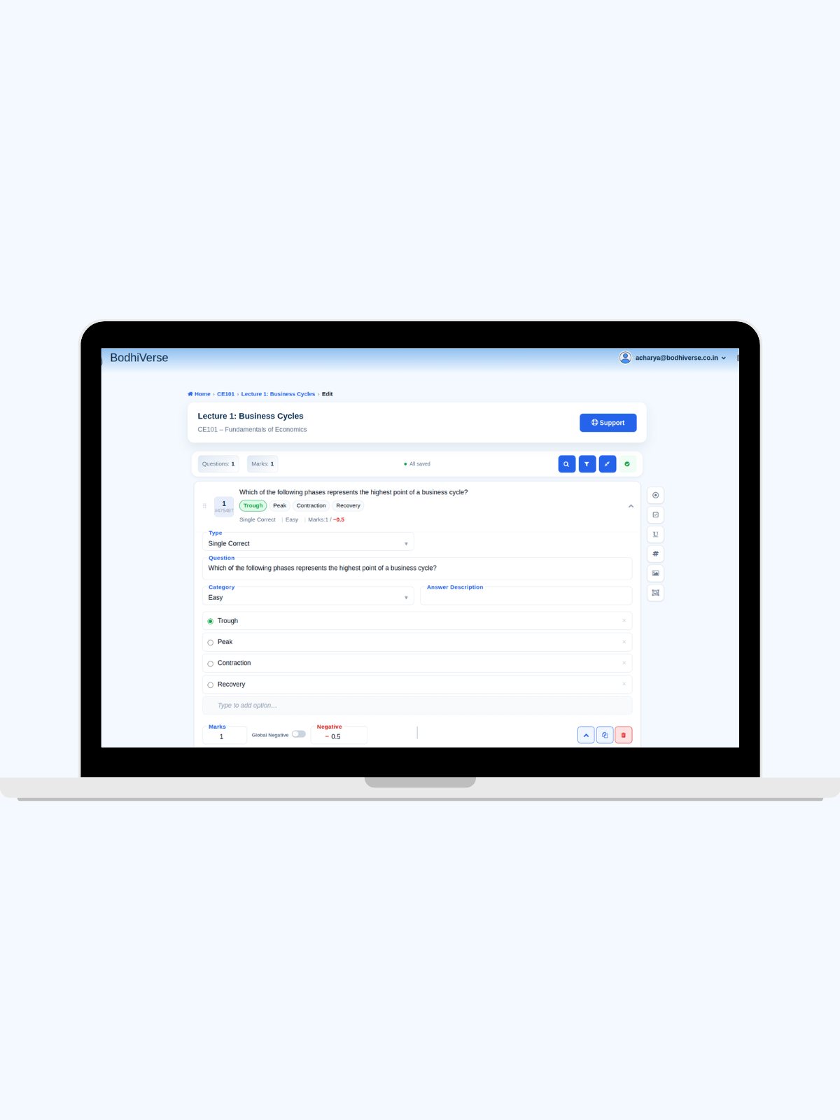 Create exams in minutes