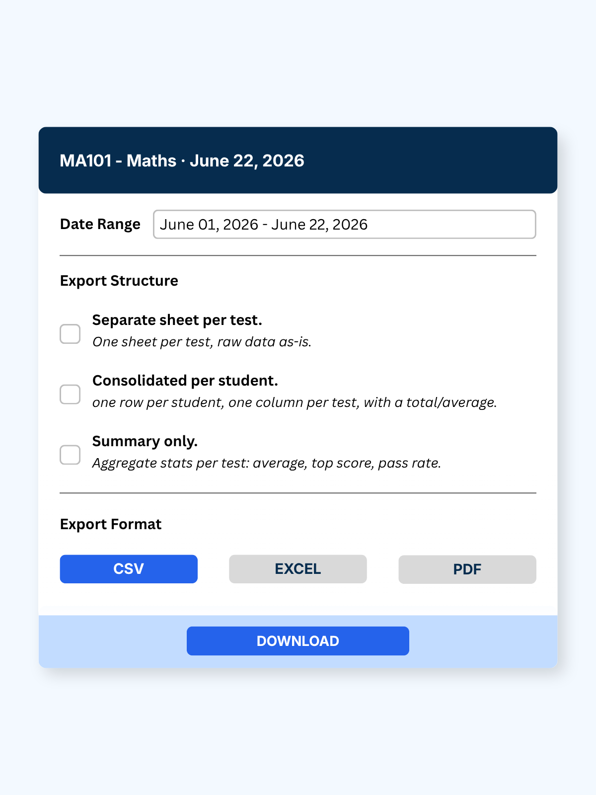 Your results, your format